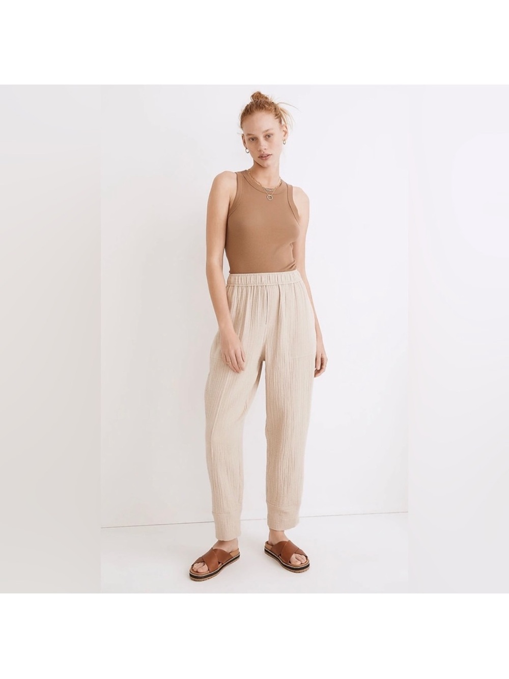 Madewell Pants‎ Textured Pull On Elastic Waist Pockets Women's small